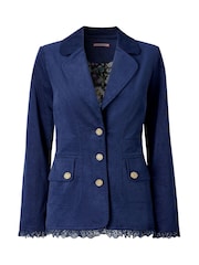 Joe Browns Blue Petite Slim Fit Cord Jacket - Image 5 of 5