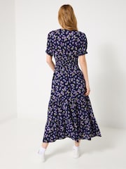 Joe Browns Blue Puff Sleeve V-Neck Midi Dress - Image 4 of 5