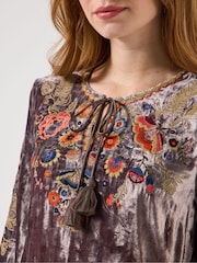 Joe Browns Grey Velvet Embroidered Top - Image 4 of 8