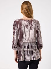 Joe Browns Grey Velvet Embroidered Top - Image 5 of 8
