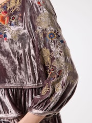 Joe Browns Grey Velvet Embroidered Top - Image 7 of 8
