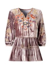 Joe Browns Grey Velvet Embroidered Top - Image 8 of 8