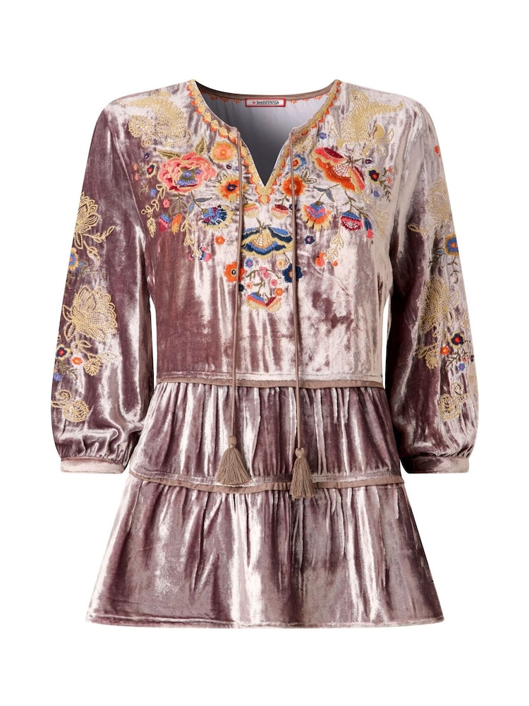 Joe Browns Grey Velvet Embroidered Top - Image 8 of 8