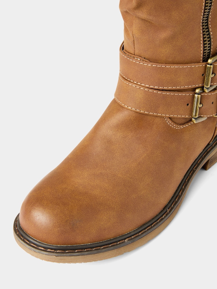 Joe Browns Brown Strap And Zip Detail Tan Long Boots - Image 6 of 6 Joe Browns Brown Strap And Zip Detail Tan Long Boots - Image 6 of 6