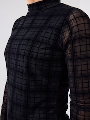Joe Browns Black Slim Check Mesh Top - Image 2 of 5