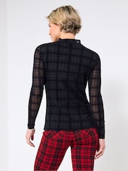 Joe Browns Black Slim Check Mesh Top - Image 4 of 5