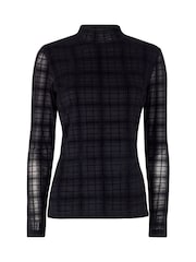 Joe Browns Black Slim Check Mesh Top - Image 5 of 5