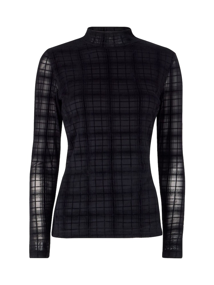 Joe Browns Black Slim Check Mesh Top - Image 5 of 5