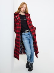 Joe Browns Red Petite Check Maxi Coat - Image 3 of 7