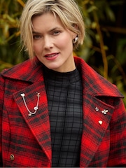 Joe Browns Red Petite Check Maxi Coat - Image 5 of 7