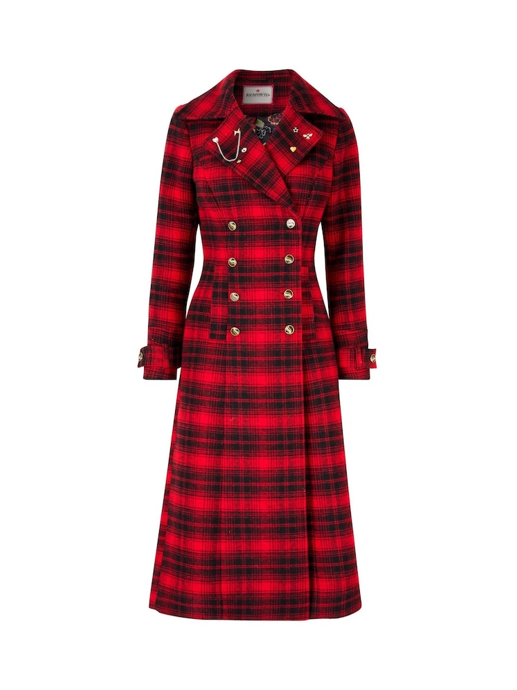 Joe Browns Red Petite Check Maxi Coat - Image 7 of 7 Joe Browns Red Petite Check Maxi Coat - Image 7 of 7