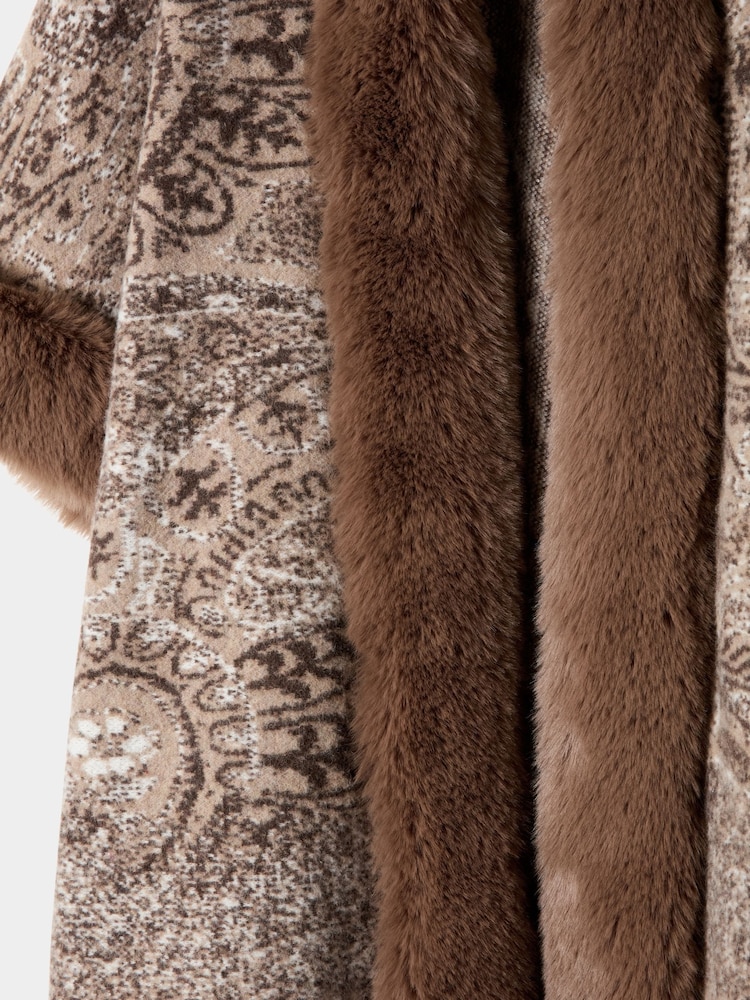Joe Browns Brown Vintage Patterned Faux Fur Wrap Coverup - Image 2 of 2 Joe Browns Brown Vintage Patterned Faux Fur Wrap Coverup - Image 2 of 2