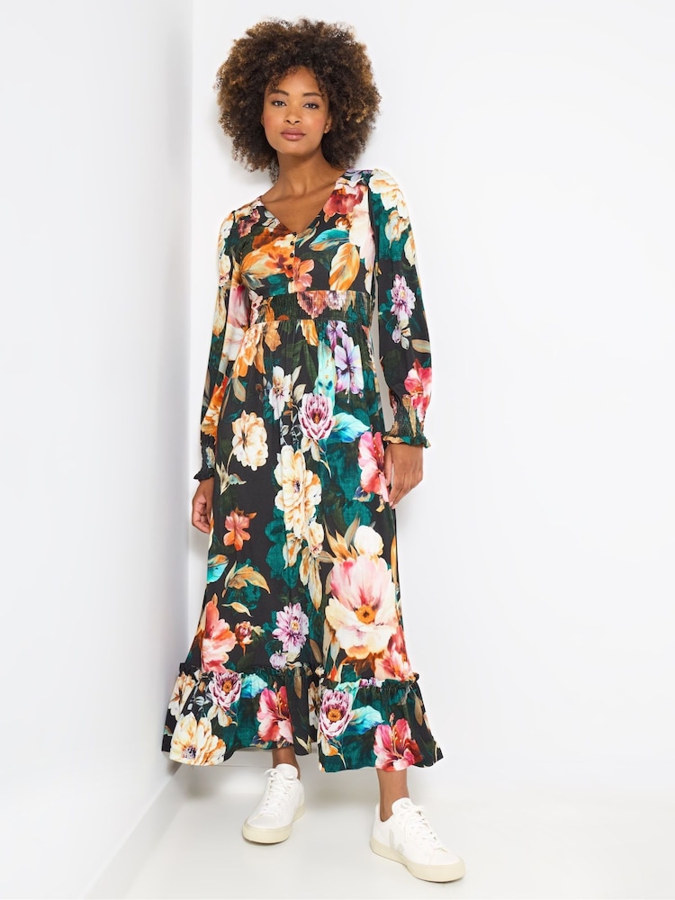 Joe Browns Black Petite Floral Jersey Maxi Dress - Image 2 of 7
