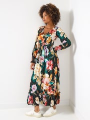 Joe Browns Black Petite Floral Jersey Maxi Dress - Image 5 of 7