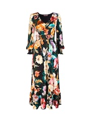 Joe Browns Black Petite Floral Jersey Maxi Dress - Image 7 of 7