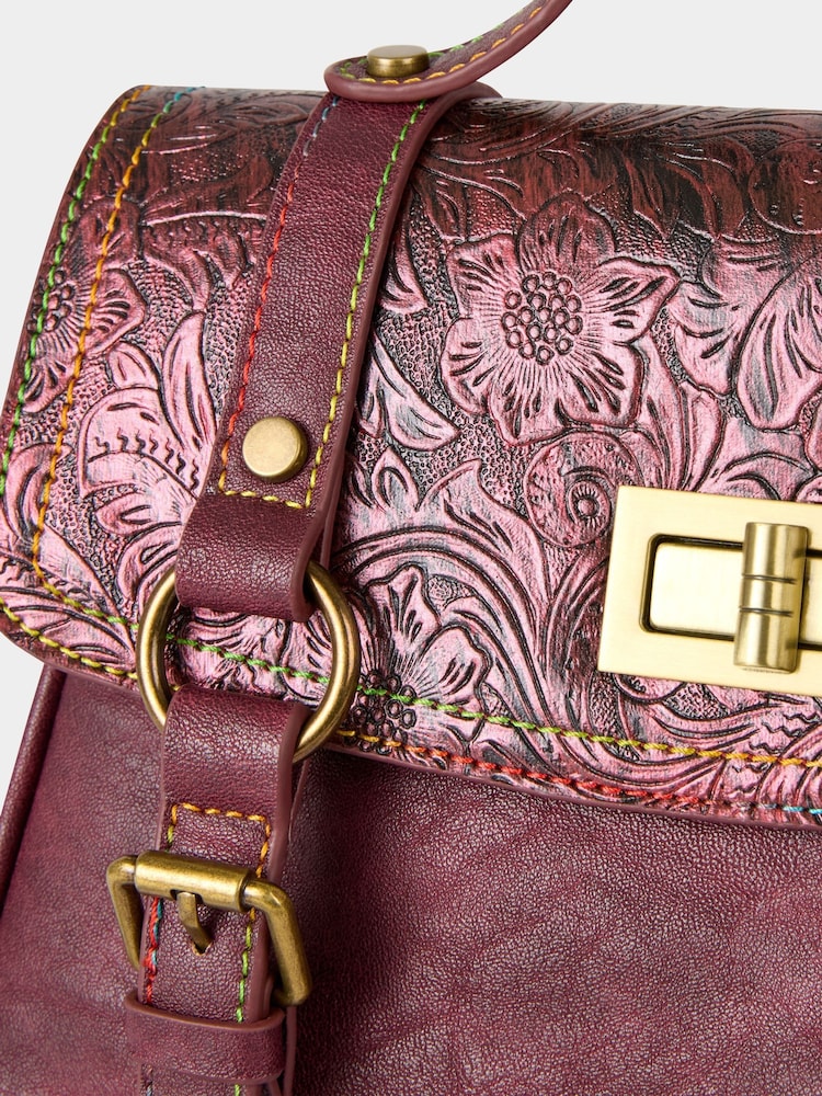Joe Browns Red Rainbow Stitched Cross-Body Bag - Image 7 of 7