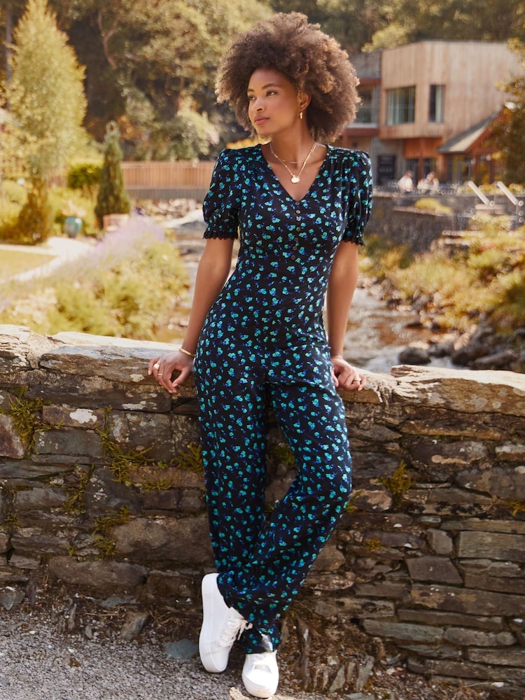 Joe Browns Black Petite Ditsy Floral Jumpsuit - Image 1 of 6 Joe Browns Black Petite Ditsy Floral Jumpsuit - Image 1 of 6