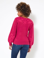 Joe Browns Pink Paisley V-Neck Jumper - Image 4 of 5