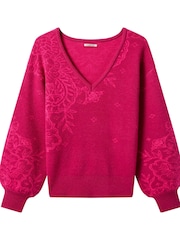 Joe Browns Pink Paisley V-Neck Jumper - Image 5 of 5