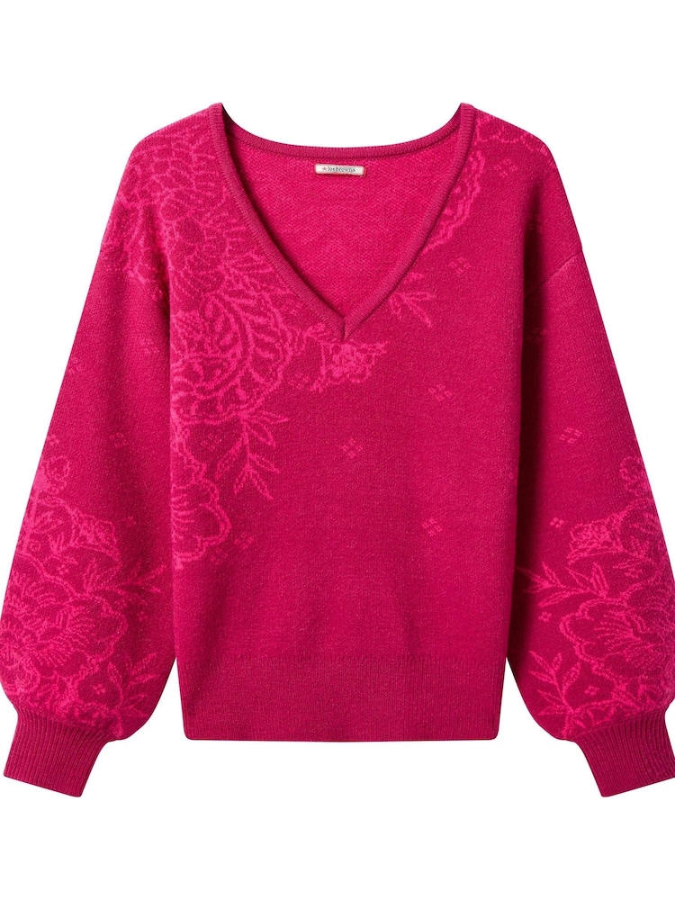 Joe Browns Pink Paisley V-Neck Jumper - Image 5 of 5 Joe Browns Pink Paisley V-Neck Jumper - Image 5 of 5