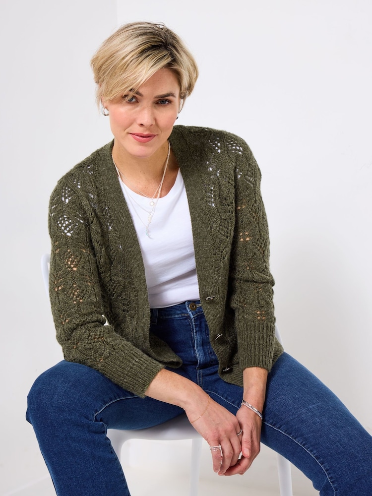 Joe Browns Green Pointelle Knit Cardigan - Image 1 of 5