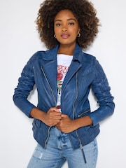 Joe Browns Blue Quilted Biker Jacket - Image 1 of 5