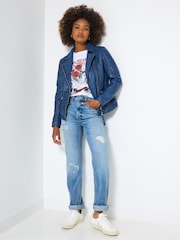Joe Browns Blue Quilted Biker Jacket - Image 3 of 5
