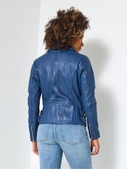 Joe Browns Blue Quilted Biker Jacket - Image 4 of 5