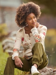 Joe Browns Cream Printed Patchwork Henley T-Shirt - Image 2 of 7