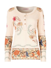 Joe Browns Cream Printed Patchwork Henley T-Shirt - Image 7 of 7