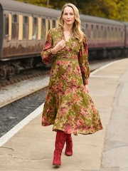 Joe Browns Green Vintage Roses Midi Dress - Image 1 of 7