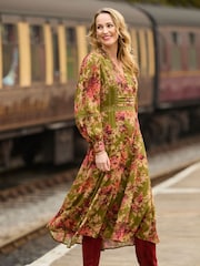 Joe Browns Green Vintage Roses Midi Dress - Image 2 of 7