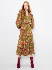 Joe Browns Green Vintage Roses Midi Dress - Image 3 of 7