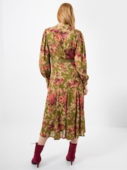 Joe Browns Green Vintage Roses Midi Dress - Image 4 of 7