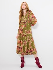 Joe Browns Green Vintage Roses Midi Dress - Image 5 of 7