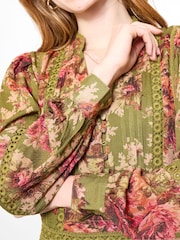 Joe Browns Green Vintage Roses Midi Dress - Image 6 of 7