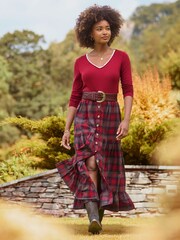Joe Browns Red Check Maxi Skirt - Image 1 of 7