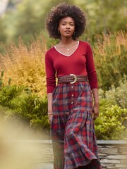Joe Browns Red Check Maxi Skirt - Image 2 of 7