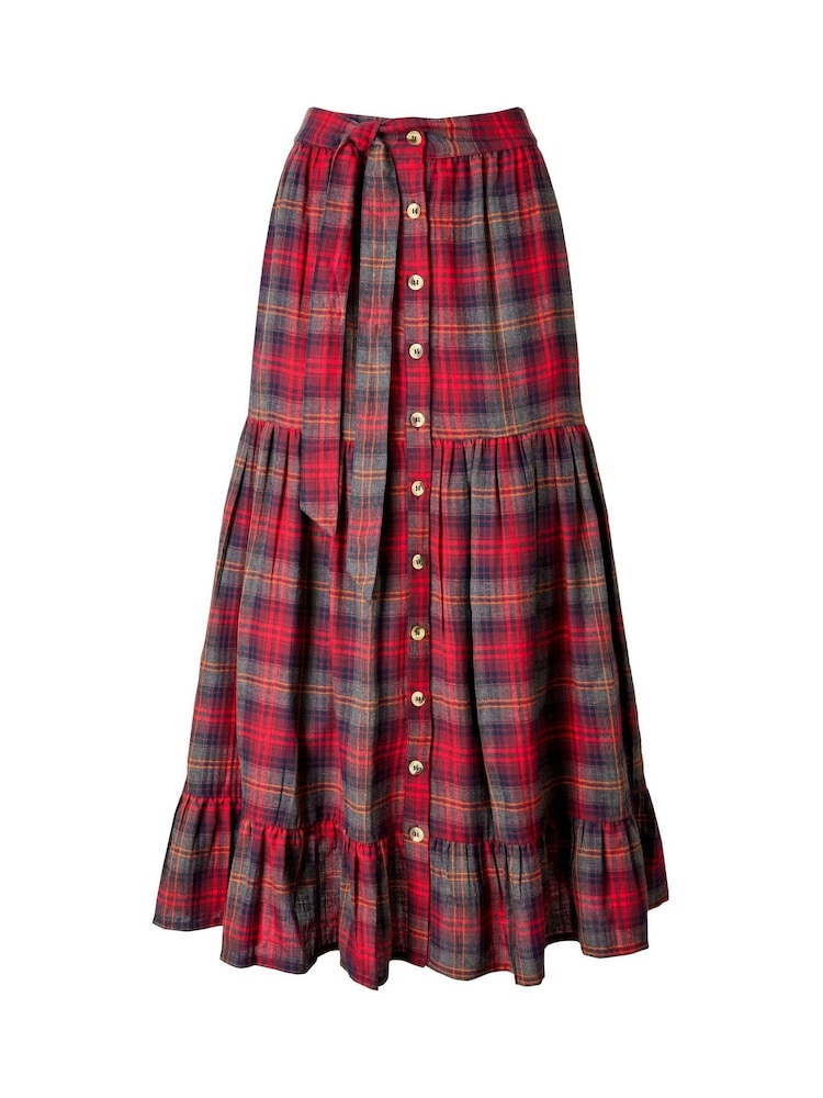 Joe Browns Red Check Maxi Skirt - Image 7 of 7