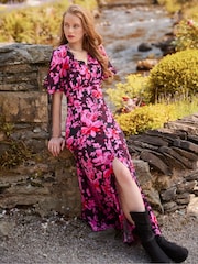 Joe Browns Pink Petite Floral Print Button-Through Maxi Dress - Image 2 of 7