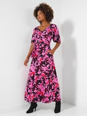 Joe Browns Pink Petite Floral Print Button-Through Maxi Dress - Image 3 of 7