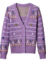 Joe Browns Purple V-Neck Floral Cardigan - Image 5 of 5