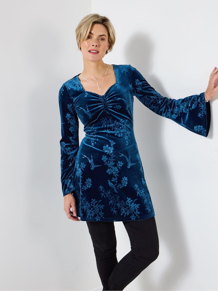 Joe Browns Blue Velour Embossed Tunic - Image 1 of 5