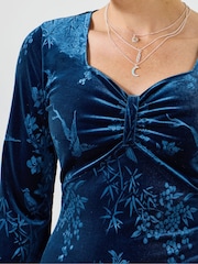 Joe Browns Blue Velour Embossed Tunic - Image 2 of 5