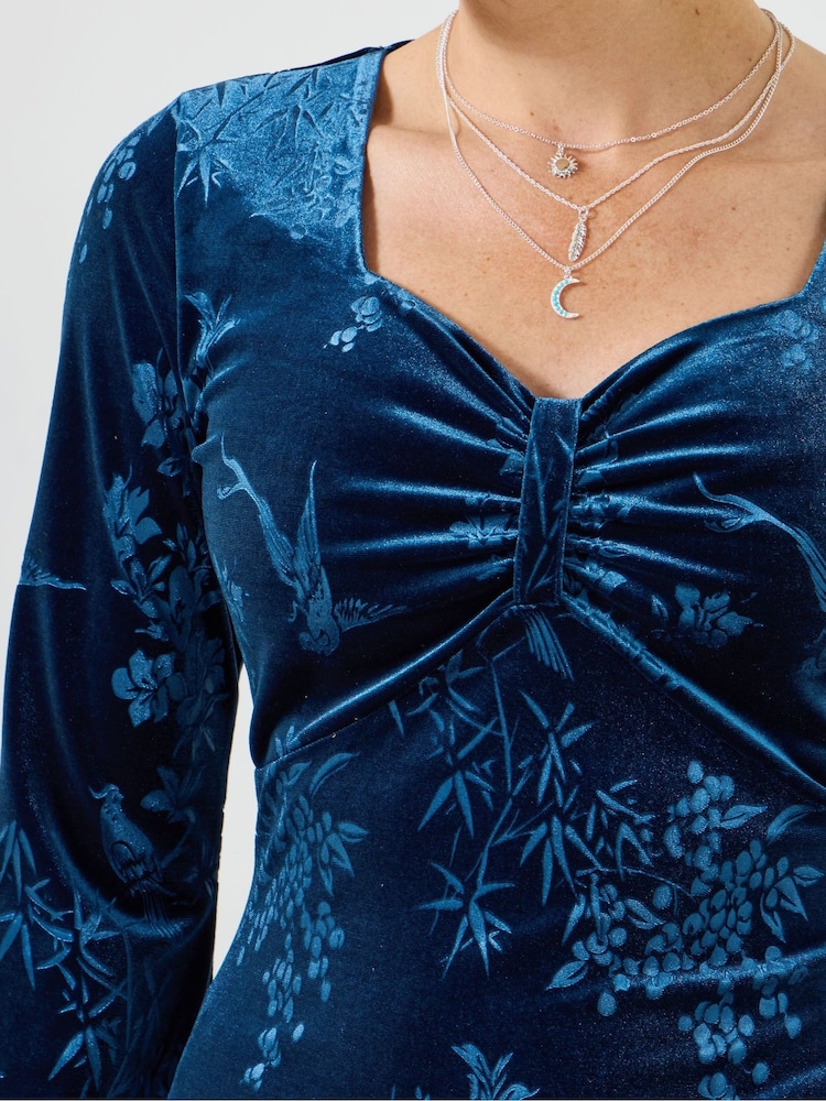Joe Browns Blue Velour Embossed Tunic - Image 2 of 5