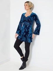 Joe Browns Blue Velour Embossed Tunic - Image 3 of 5