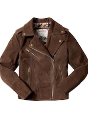 Joe Browns Brown Suede Collared Biker Jacket - Image 5 of 5