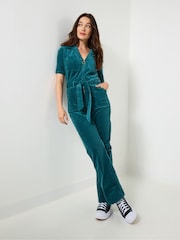 Joe Browns Green Petite Belted Bootcut Cord Jumpsuit - Image 3 of 5
