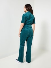 Joe Browns Green Petite Belted Bootcut Cord Jumpsuit - Image 4 of 5