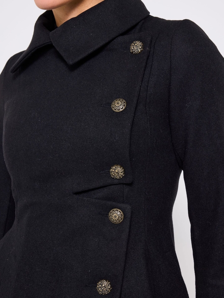 Joe Browns Black Oversized Collar Black Coat - Image 2 of 5 Joe Browns Black Oversized Collar Black Coat - Image 2 of 5